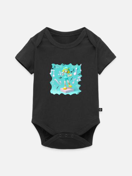 LUSTIGE MUSIK ILLUSTRATION MÄDCHEN 5 - Baby Premium Kurzarmbody - Schwarz