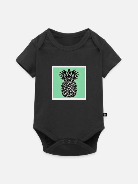Ananas mit grünem Hintergrund - Baby Premium Kurzarmbody - Schwarz