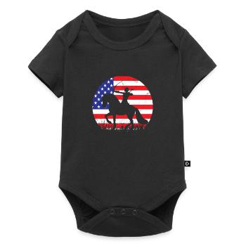 american archer Reiter mit Bogen vor Flagge - Baby Premium Kurzarmbody - Schwarz - Vorne