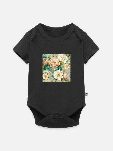Floral Design 21 - Baby Premium Kurzarmbody - Schwarz