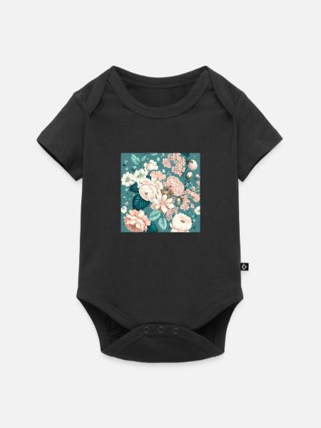Floral Design 5 - Baby Premium Kurzarmbody - Schwarz
