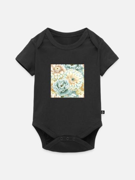 Floral Design 3 - Baby Premium Kurzarmbody - Schwarz