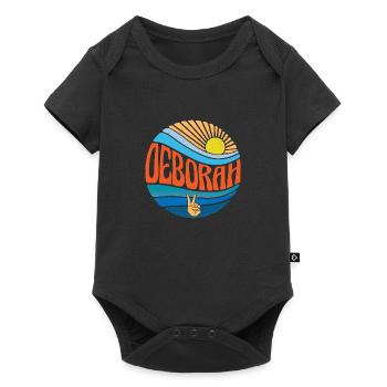 Deborah Hemd Vintage Sunset Deborah Groovy Krawatte - Baby Premium Kurzarmbody - Schwarz - Vorne