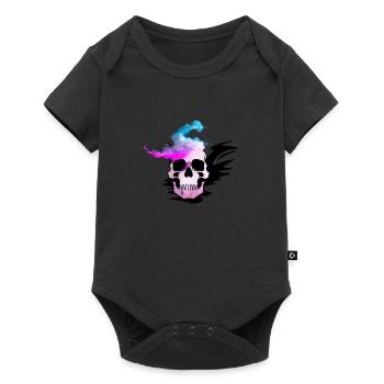 Feuerschädel Rauch pink Skelett Flammen 1 - Baby Premium Kurzarmbody - Schwarz - Vorne