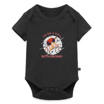 I'm On A Roll With Biking! Retro Biking - Baby Premium Kurzarmbody - Schwarz - Vorne