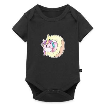 Niedliches Pferdchen Einhorn Unicorn - Baby Premium Kurzarmbody - Schwarz - Vorne