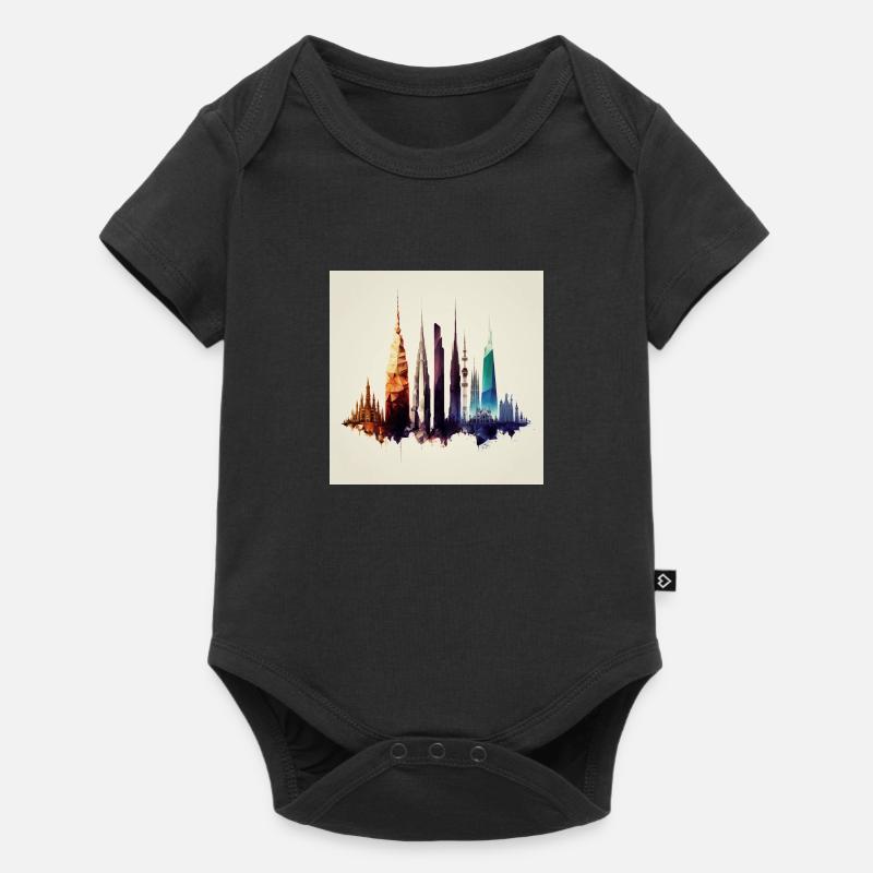 City Eiffel Tower Empire Stat - Baby Premium Kurzarmbody - Schwarz