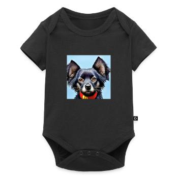 treuer kleiner schwarzer Hundekopf - Baby Premium Kurzarmbody - Schwarz - Vorne