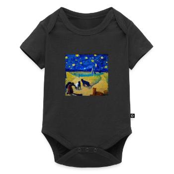 Katzen in van Goghs starry night - Baby Premium Kurzarmbody - Schwarz - Vorne