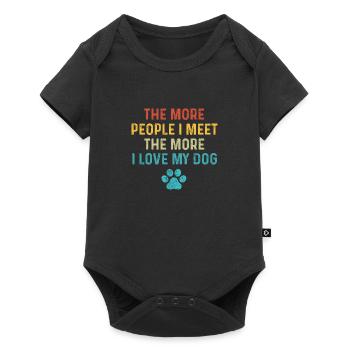 Plus je rencontre de gens, plus j’aime mon chien - Body à manches courtes Premium Bébé - noir - Devant