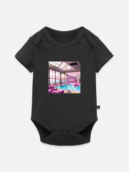 Lounge mit Pool - Baby Premium Kurzarmbody - Schwarz