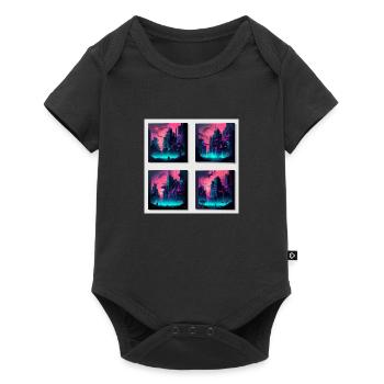 Strange New World City in Cyber Punk Style in Neon - Baby Premium short-sleeve bodysuit - black - Front