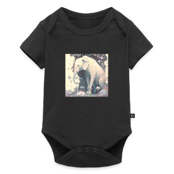 en harmonie avec l’éléphant de la nature - Body à manches courtes Premium Bébé - noir - Devant
