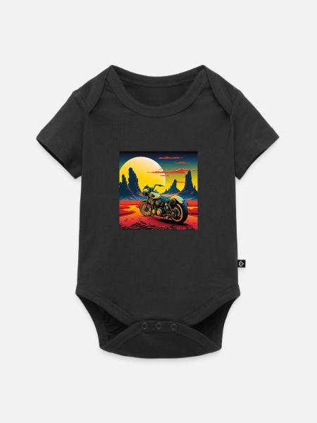 Pop Art Motorrad, Abstrakt, Kontrast, Road-trip - Baby Premium Kurzarmbody - Schwarz