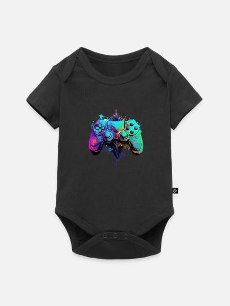 Neon Gaming Controller / Kontroller - Baby Premium Kurzarmbody - Schwarz