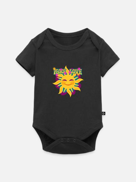 Hippie - Baby Premium Kurzarmbody - Schwarz