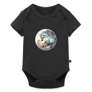 licorne art nouveau - Body à manches courtes Premium Bébé - noir - Devant