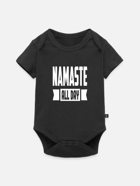 Namaste All Day - Baby Premium Kurzarmbody - Schwarz