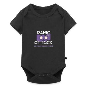 Panikattake beim Crush - Lustige Geschenkidee - Baby Premium Kurzarmbody - Schwarz - Vorne