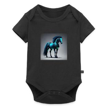 Cheval Cyborg Bleu - Body à manches courtes Premium Bébé - noir - Devant