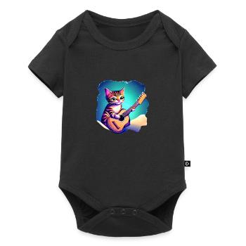 Le chat joue à la guitare chaton Propriétaire de chat - Body à manches courtes Premium Bébé - noir - Devant