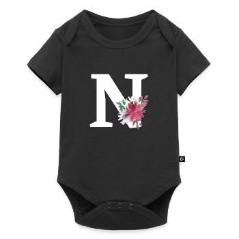 Letter n floral - Baby Premium short-sleeve bodysuit - black - Front