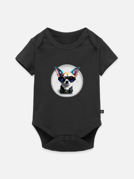 Chihuahua futuristisch - Baby Premium Kurzarmbody - Schwarz