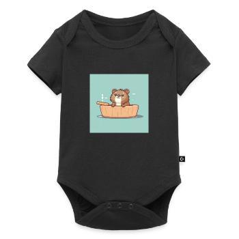 Cute beaver in the bathtub - Baby Premium short-sleeve bodysuit - black - Front