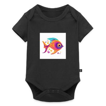 Beautiful colorful fish swimming in the sea - Baby Premium short-sleeve bodysuit - black - Front