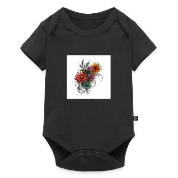 Élégante illustration florale avec des embellissements nobles - Body à manches courtes Premium Bébé - noir - Devant