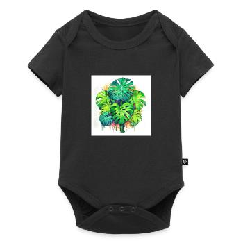 Hand-drawn watercolor Monstera plant - Baby Premium short-sleeve bodysuit - black - Front
