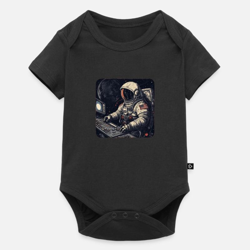 Cooler Retro Astronaut bedient Computer - Baby Premium Kurzarmbody - Schwarz