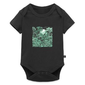 Jungle motif light green - Baby Premium short-sleeve bodysuit - black - Front