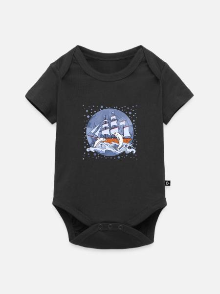 Segelschiff - Baby Premium Kurzarmbody - Schwarz