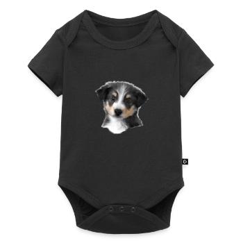 Chien Chiot Propriétaire de chien Berger australien - Body à manches courtes Premium Bébé - noir - Devant