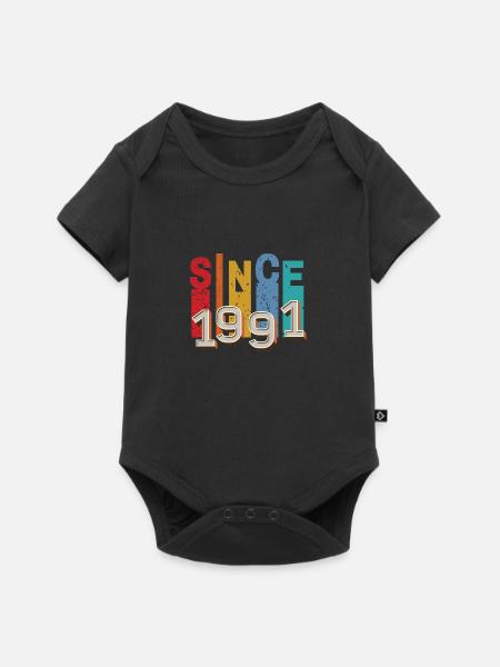 Seit 1991 retro - Baby Premium Kurzarmbody - Schwarz