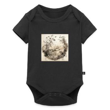 Watercolor Forest Illustration - Baby Premium short-sleeve bodysuit - black - Front