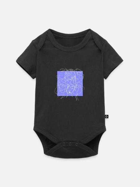 Gesichtslinie lila - Baby Premium Kurzarmbody - Schwarz
