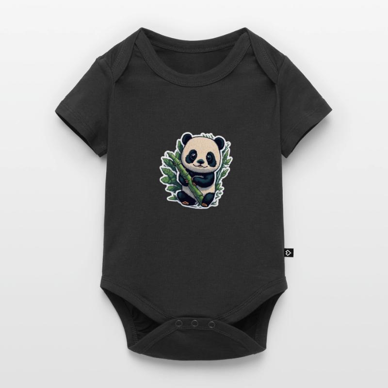 Cute Panda with Bamboo Baby Premium Kurzarmbody