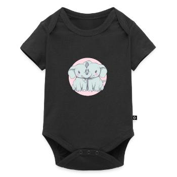 Aimer les éléphants - Une illustration romantique - Body à manches courtes Premium Bébé - noir - Devant