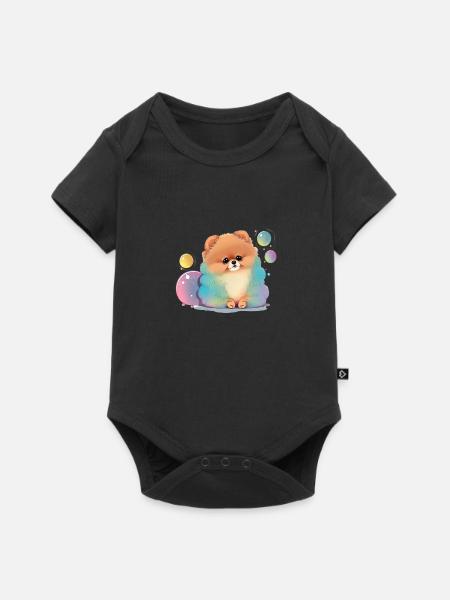 Pomeranian Zwergspitz - Baby Premium Kurzarmbody - Schwarz