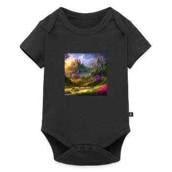Painting of a fantasy landscape at sunrise - Baby Premium short-sleeve bodysuit - black - Front