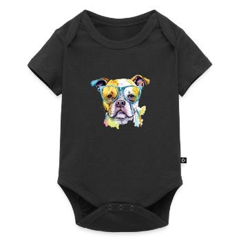Jik le chien à lunettes - Body à manches courtes Premium Bébé - noir - Devant