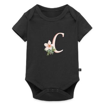 Lettre C avec fleur - Body à manches courtes Premium Bébé - noir - Devant