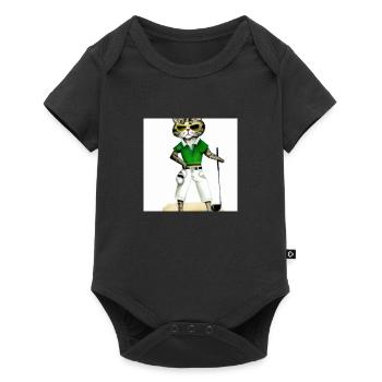 Das golfende Katzenmodel - Baby Premium Kurzarmbody - Schwarz - Vorne