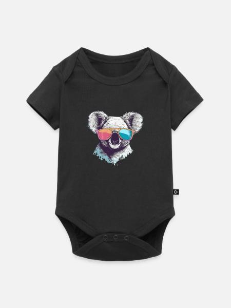 Timy, der bebrillte Koala - Baby Premium Kurzarmbody - Schwarz