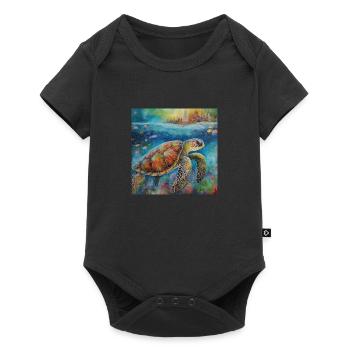 Modern Colourful Turtle Wall Art - Baby Premium short-sleeve bodysuit - black - Front