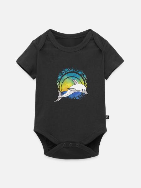 Delfin - Baby Premium Kurzarmbody - Schwarz