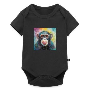 Modern & Colourful Chimpanzee Wall Art by Bodhi - Baby Premium short-sleeve bodysuit - black - Front
