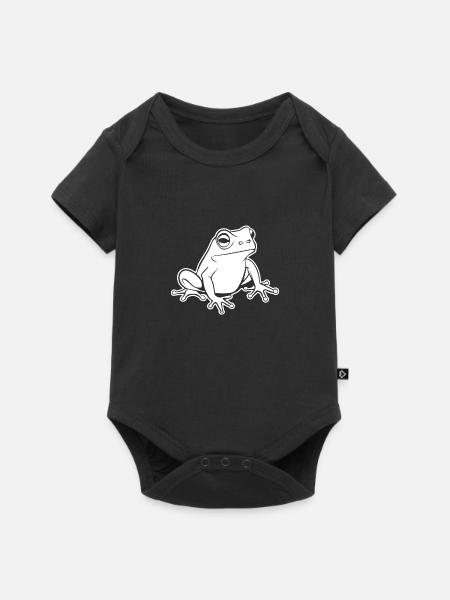 Frosch Amphibie Kröte - Baby Premium Kurzarmbody - Schwarz